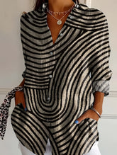 Colorblock Button Casual Loose Shirt
